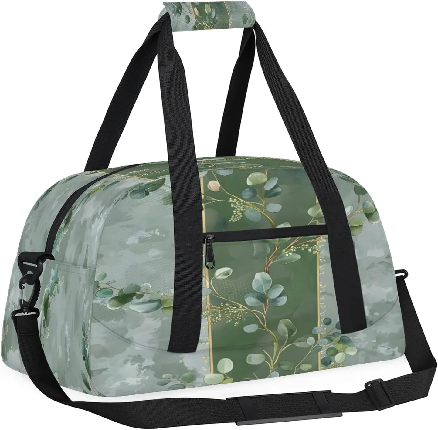 Eucalyptus Leaves Green Leaves Small Gym Bag 18 inch Carry On Duffel Bag for Weekender Travel Sports Workout Yoga Gymnastics Dance Ballet