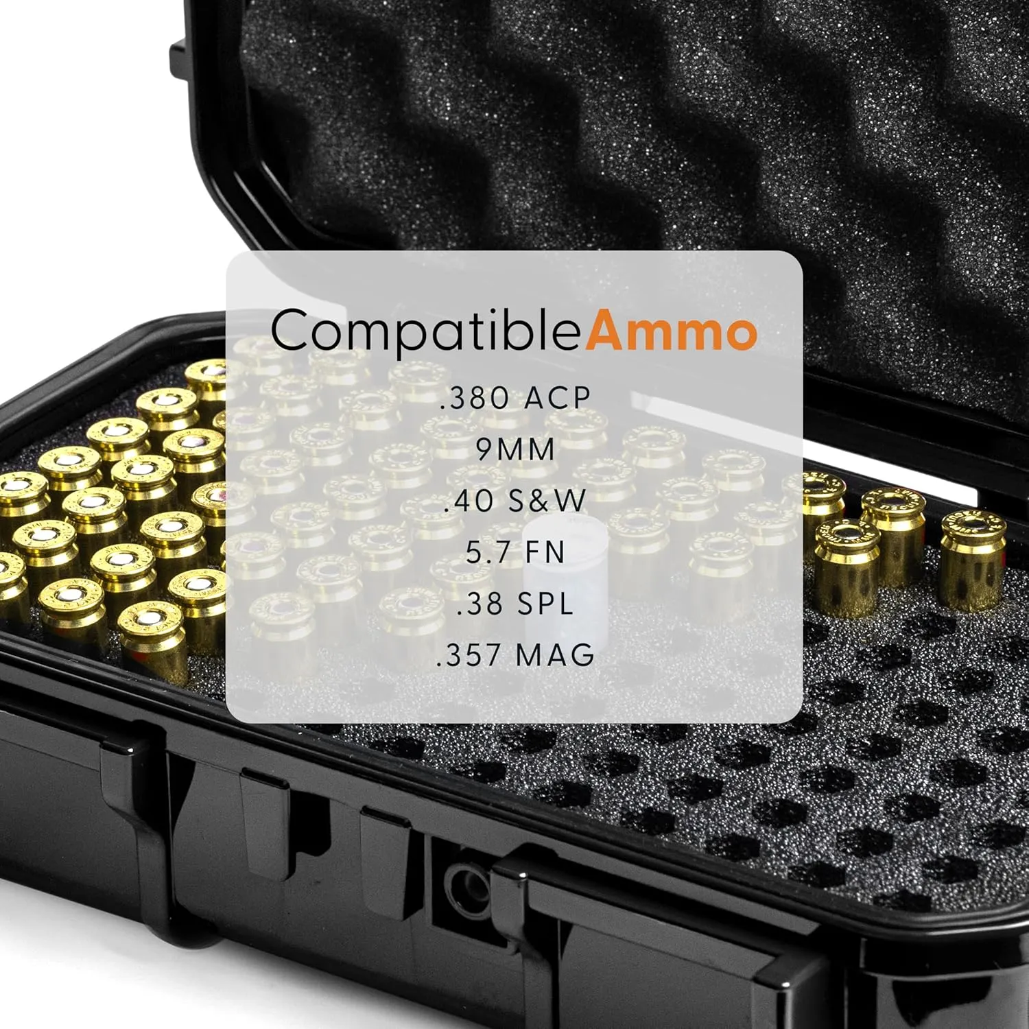 Evergreen Pistol Ammo Case Compatible with 5.7/9mm/.40/.380-100 Rounds Lockable USA Made