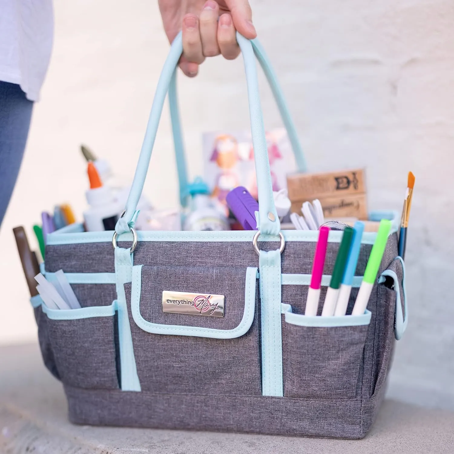 Everything Mary Deluxe Collapsible Store & Tote Organizer with Handles – Multipurpose Storage for Diapers, Snacks, Crafts, Toys, Office Supplies & Everyday Essentials