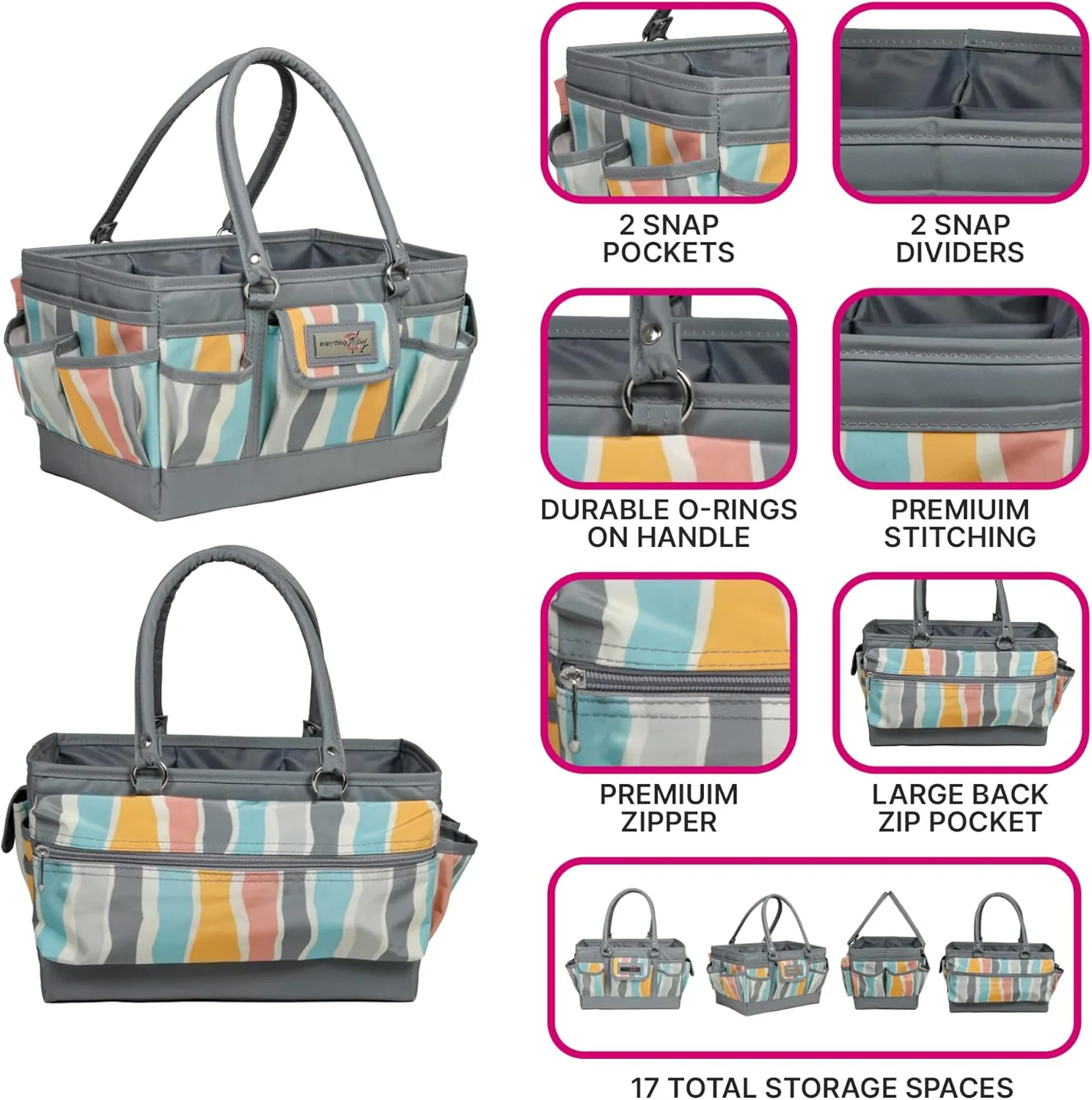 Everything Mary Deluxe Collapsible Store & Tote Organizer with Handles – Multipurpose Storage for Diapers, Snacks, Crafts, Toys, Office Supplies & Everyday Essentials