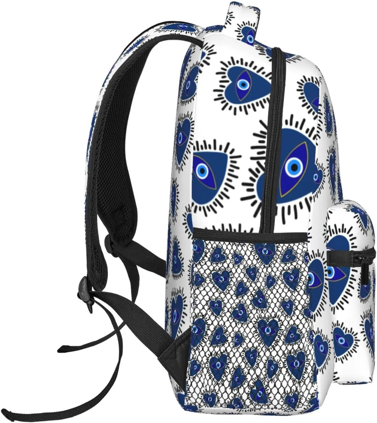 Evil Eye Heart Backpacks 15in Laptop Backpack Multipurpose Double Shoulder Bag For Men Women Gifts