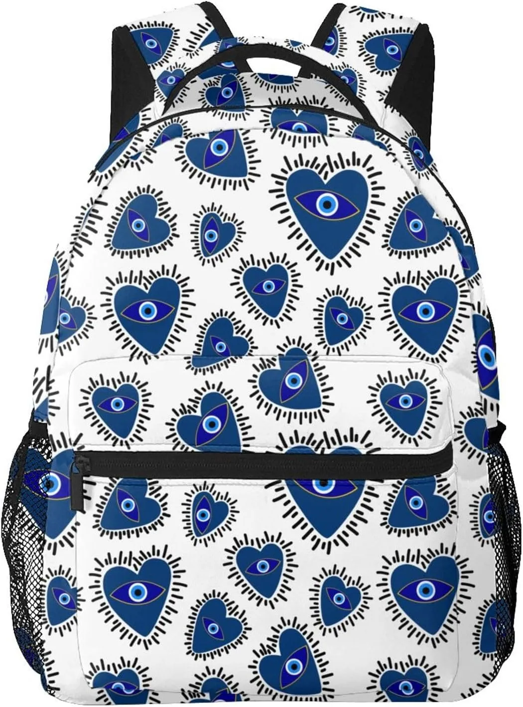 Evil Eye Heart Backpacks 15in Laptop Backpack Multipurpose Double Shoulder Bag For Men Women Gifts