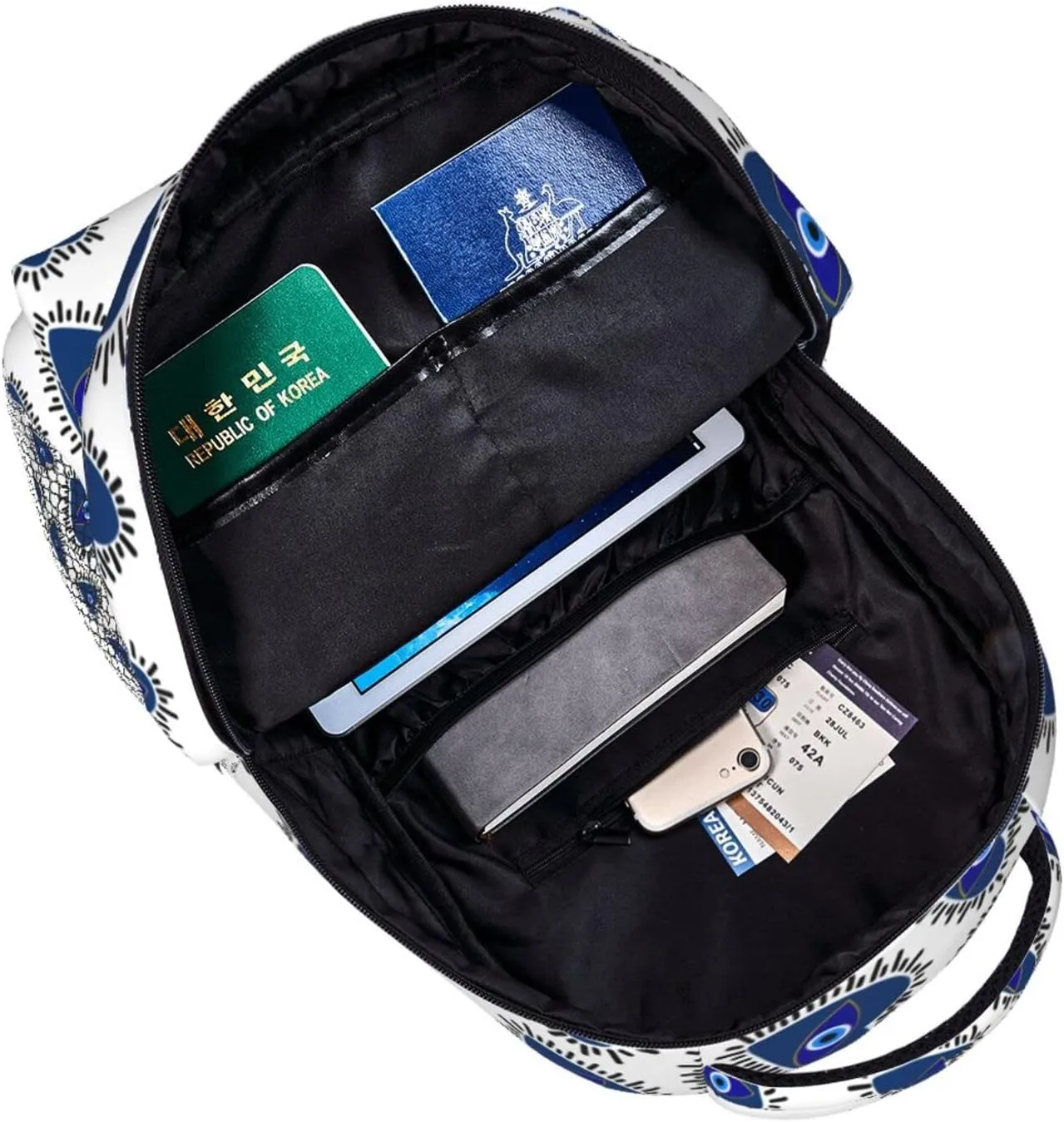 Evil Eye Heart Backpacks 15in Laptop Backpack Multipurpose Double Shoulder Bag For Men Women Gifts