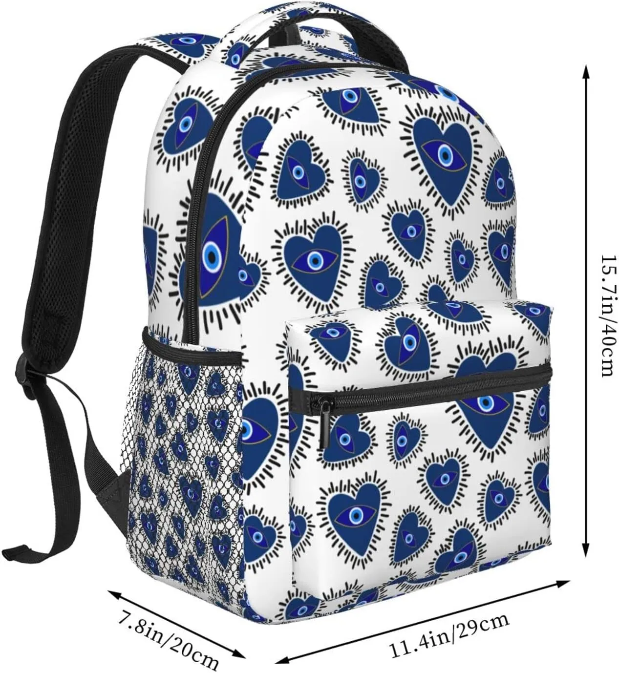 Evil Eye Heart Backpacks 15in Laptop Backpack Multipurpose Double Shoulder Bag For Men Women Gifts