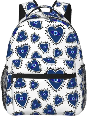 Evil Eye Heart Backpacks 15in Laptop Backpack Multipurpose Double Shoulder Bag For Men Women Gifts