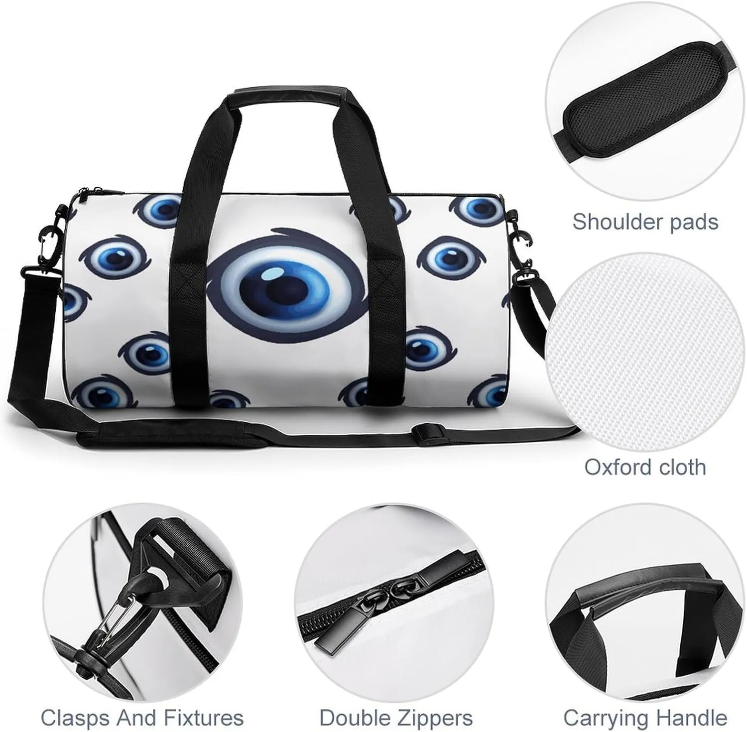 Evil Eyes Gym Bag Small Travel Duffle Bag with Compartment Carry On Weekender Bag for Women Men