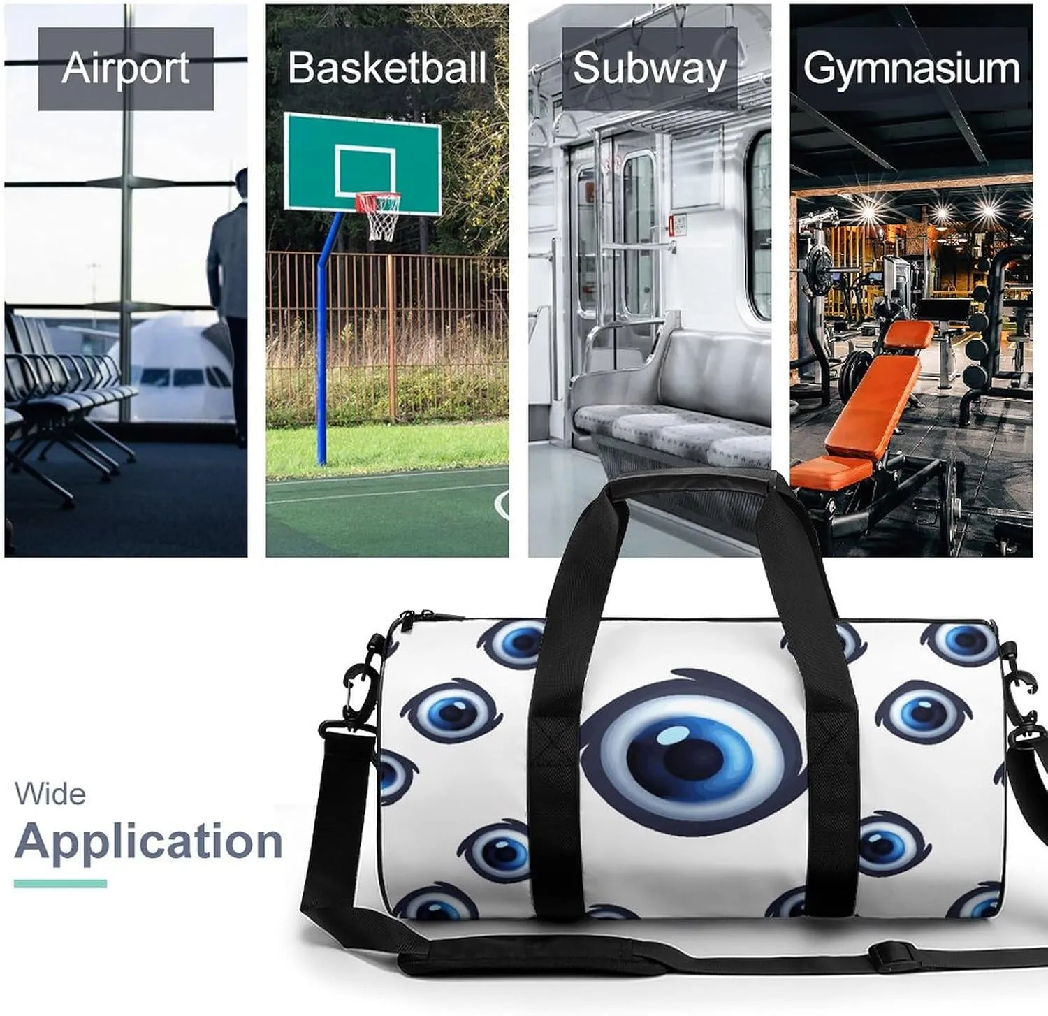 Evil Eyes Gym Bag Small Travel Duffle Bag with Compartment Carry On Weekender Bag for Women Men