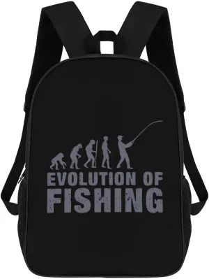 Evolution Fishing 17 Inch Travel Backpack Casual Daypacks Computer Shoulder Bag for Work Shopping Unisex