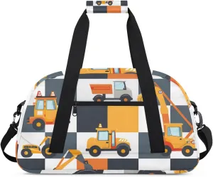 Excavator Tractor Boys Girls Gym Bag Dance Perform Training Duffel Bags Weekender Carry-On Tote Luggage Bag Ideal for School Practice or Overnight Trips
