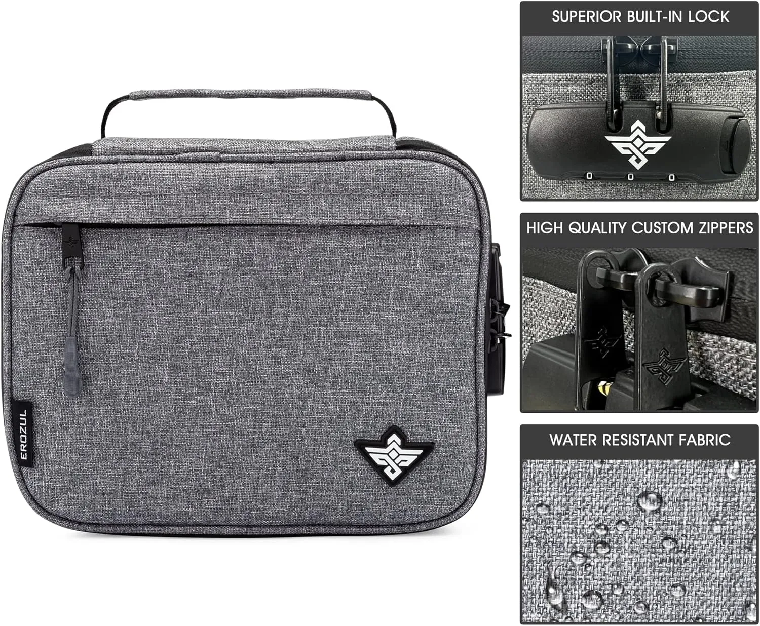 Exodus Storage Travel Bag with Combination Lock Water Resistant Organizer Case   Bonus Gifts (Grey)