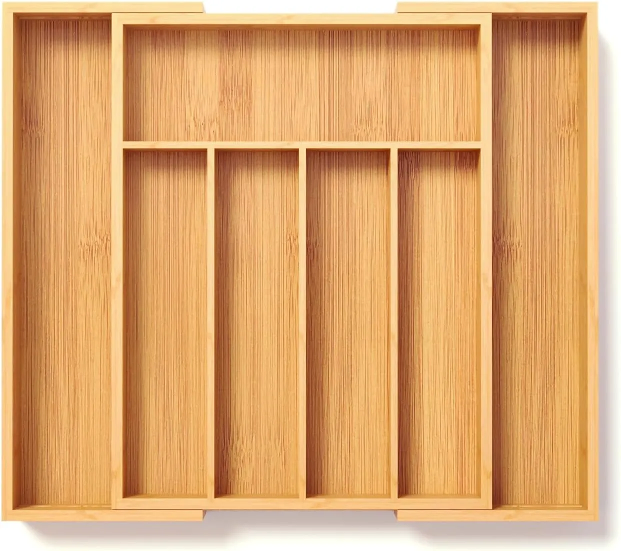 Expandable Kitchen Drawer Organizer,Bamboo Silverware Organizer for Utensils,Adjustable Flatware Tray(14.96 * 11.69~19.68 * 1.96)