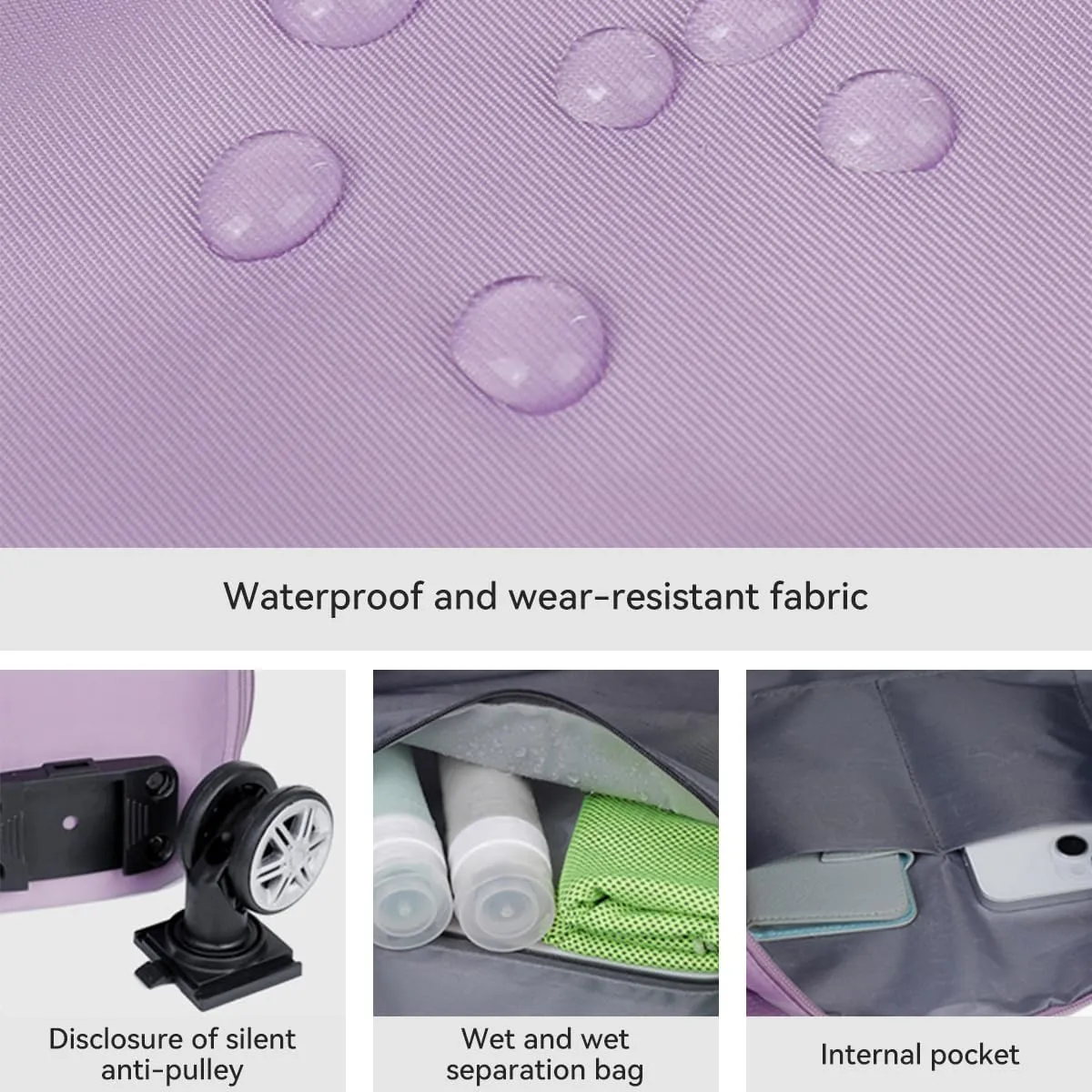 Expandable Rolling Duffel Bag with Wheels and Handles, Foldable Carry on Travel Duffle Luggage Bag, Violet