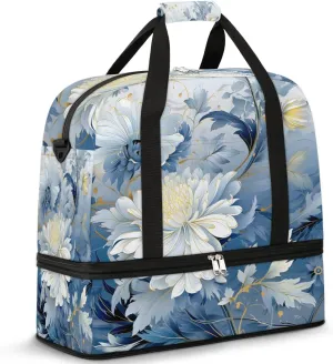 Exquisite Vivid Flora Printings Travel Duffle Bag, Collapsible Travel Bag Sports Gym Bag With Shoes Compartment Weekender Bag Overnight Bag For Women Men