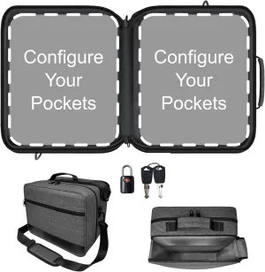 Extra-Large 2-Compartment Customizable Modular Pill Bottle Organizer, Medicine Bag, Case, Carrier for Medications, and Medical Supplies - for Home Storage and Travel - Dark Gray (with Lock)