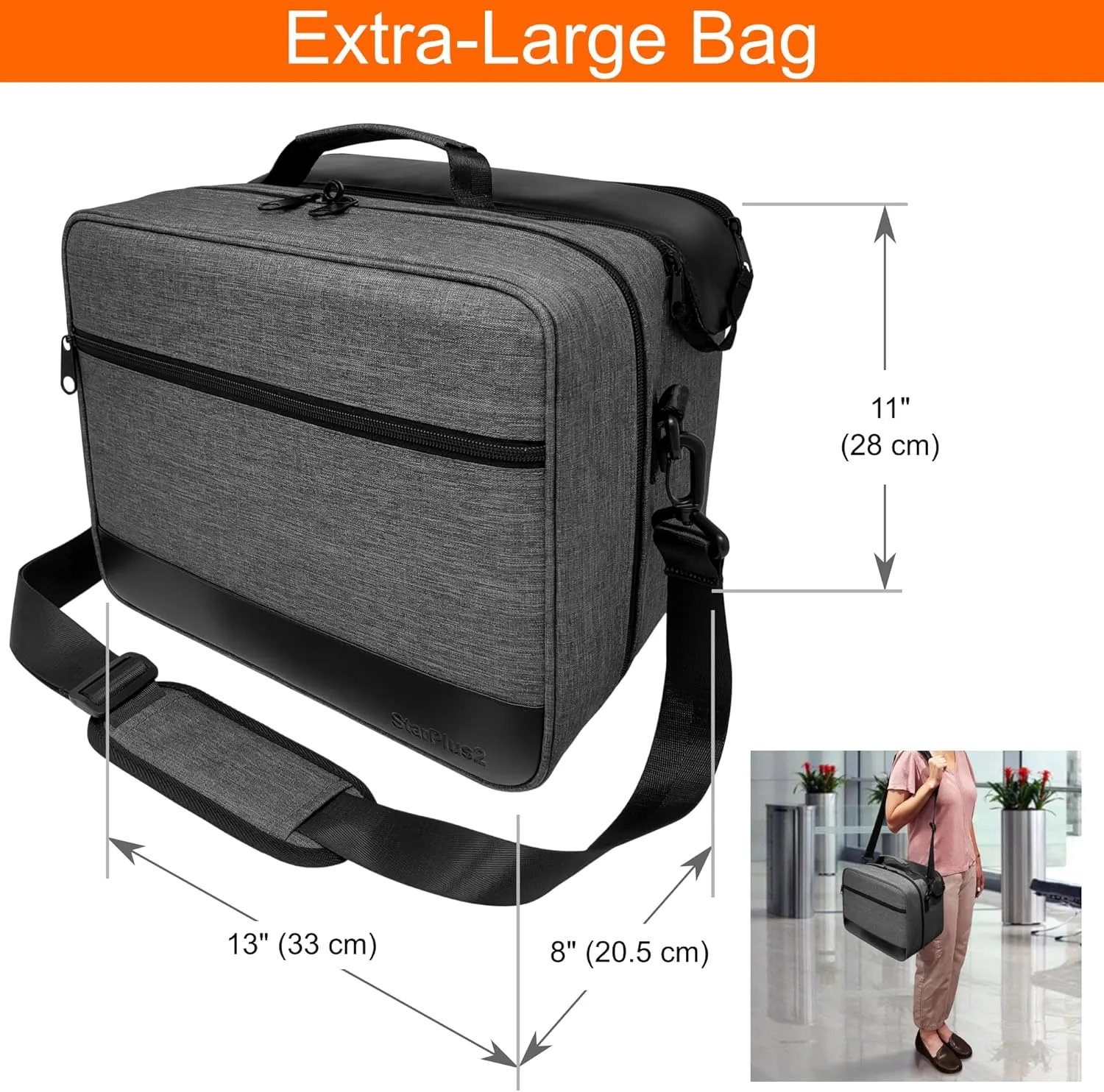 Extra-Large 2-Compartment Customizable Modular Pill Bottle Organizer, Medicine Bag, Case, Carrier for Medications, and Medical Supplies - for Home Storage and Travel - Dark Gray (with Lock)