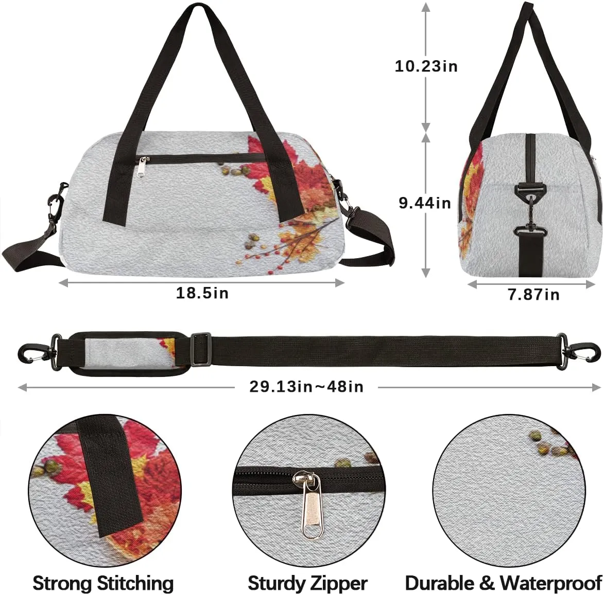 Fall Thanksgiving Pine Cones Kids Duffel Bag for Girls Boys Teens, Fall Oil Painting Dance Bag Overnight Small Duffel Bag Carry On Weekend Sports Gym Travel Bag for School Practice Gymnastics Ballet