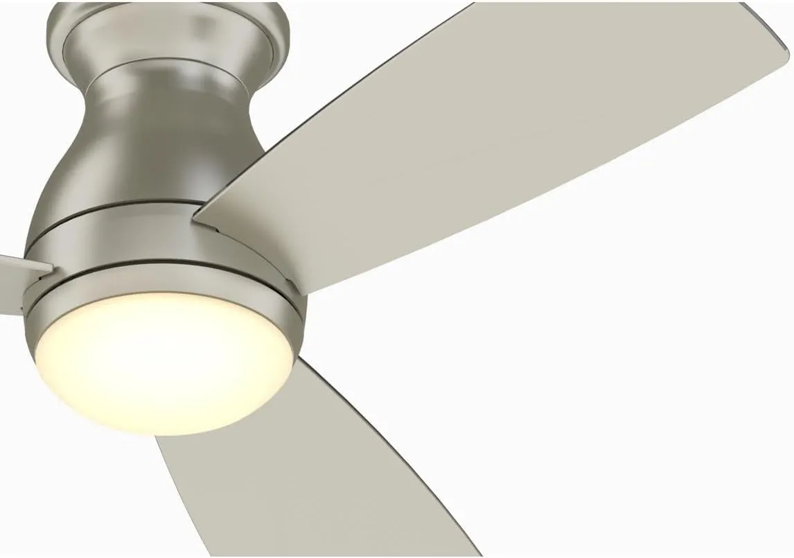 Fanimation Hugh Indoor/Outdoor Ceiling Fan with Blades and LED Light Kit 44 inch - Brushed Nickel