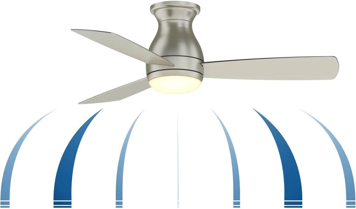 Fanimation Hugh Indoor/Outdoor Ceiling Fan with Blades and LED Light Kit 44 inch - Brushed Nickel