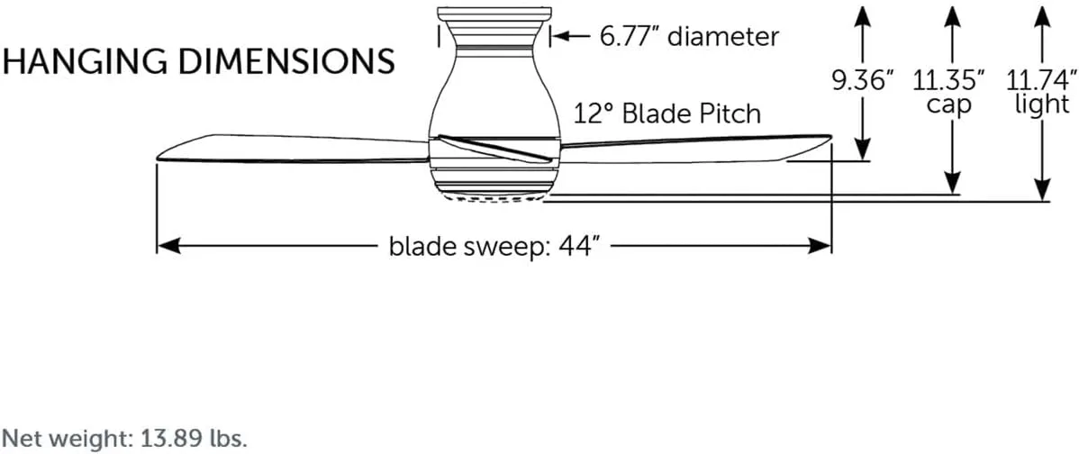 Fanimation Hugh Indoor/Outdoor Ceiling Fan with Blades and LED Light Kit 44 inch - Brushed Nickel