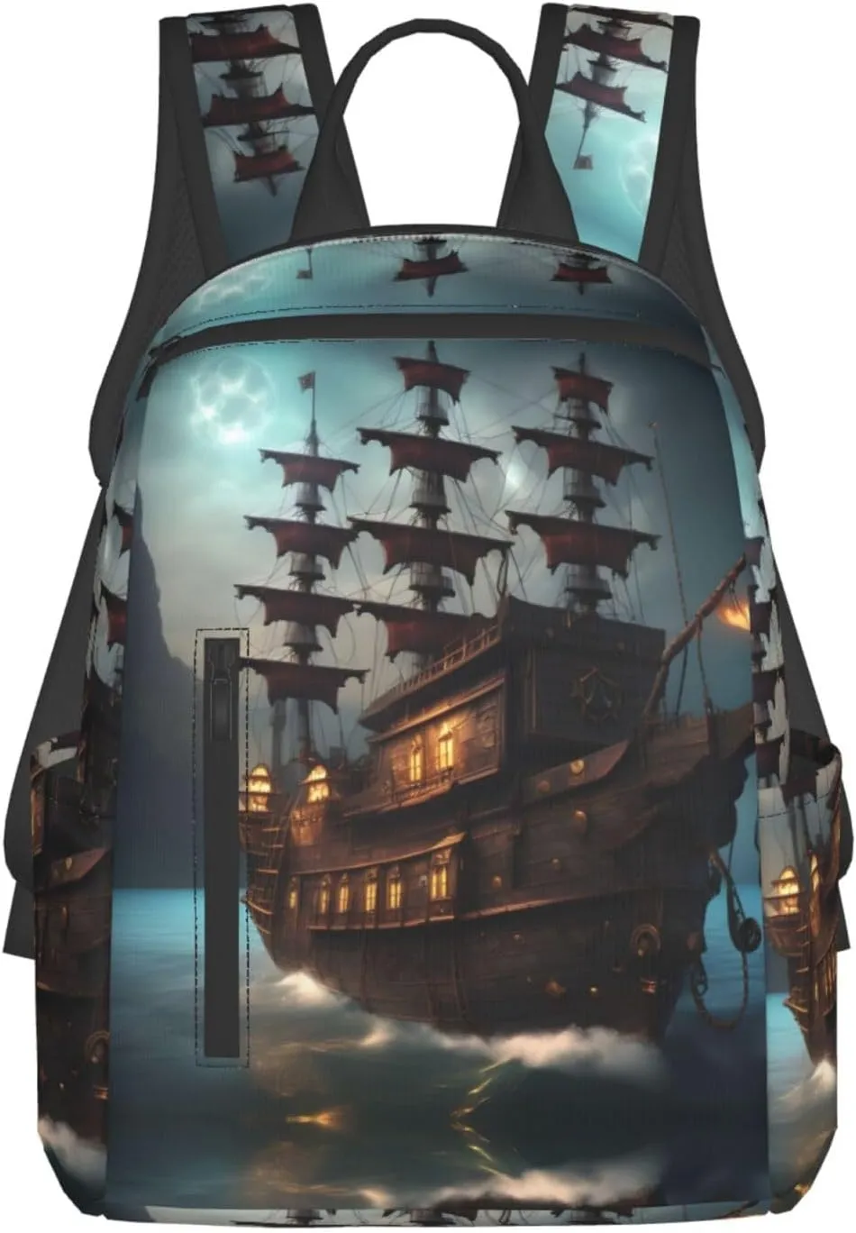 Fantasy Pirate Ship Printing Laptop Backpack Sports Backpack Travel Bag Casual Bag Work Daypack