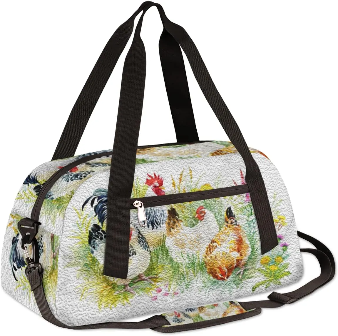Farmhouse Chicken Hen Kids Duffel Bag for Girls Boys Teens, Chicken Oil Painting Dance Bag Overnight Small Duffel Bag Carry On Weekend Sports Gym Travel Bag for School Practice Gymnastics Ballet