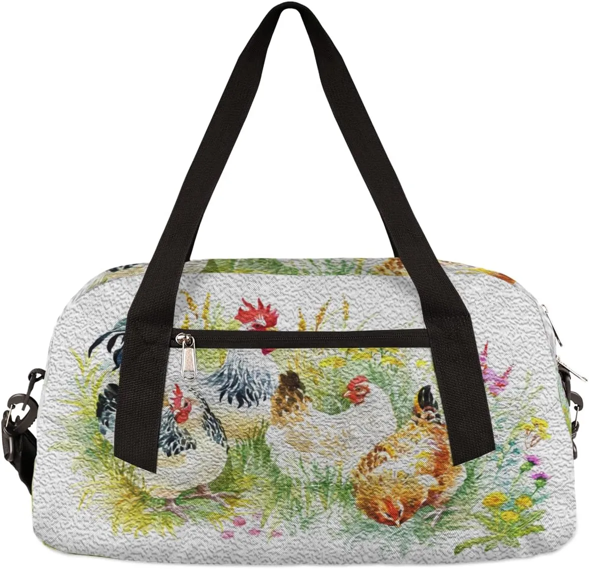 Farmhouse Chicken Hen Kids Duffel Bag for Girls Boys Teens, Chicken Oil Painting Dance Bag Overnight Small Duffel Bag Carry On Weekend Sports Gym Travel Bag for School Practice Gymnastics Ballet