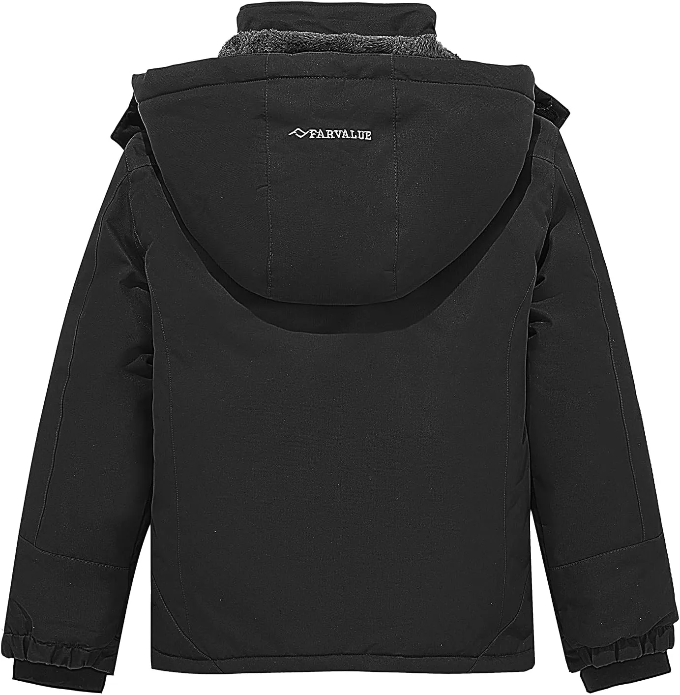 FARVALUE Boys Waterproof Ski Jacket Windproof Winter Coat Warm Snow Coat Outdoor Raincoats with Removable Hood