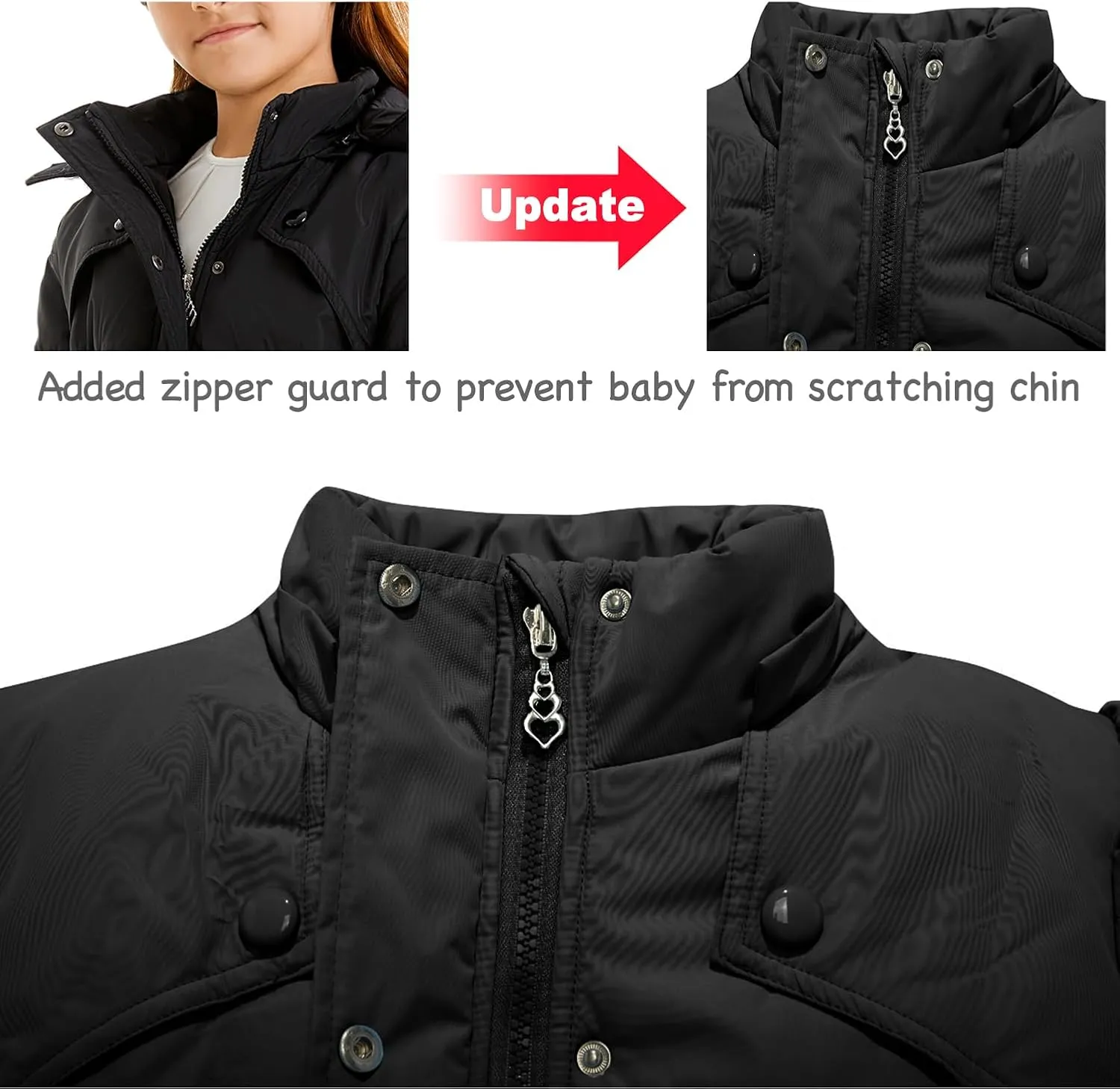 FARVALUE Girls' Winter Coats Fur Hooded Warm Puffer Jacket Coat for Girls