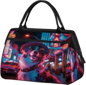 Fashion Australian Shepherd Dog Travel Duffle Bag, Waterproof Duffel Bag Weekender Overnight Carry On Bag Lightweight Sport Gym Bag for Men Women