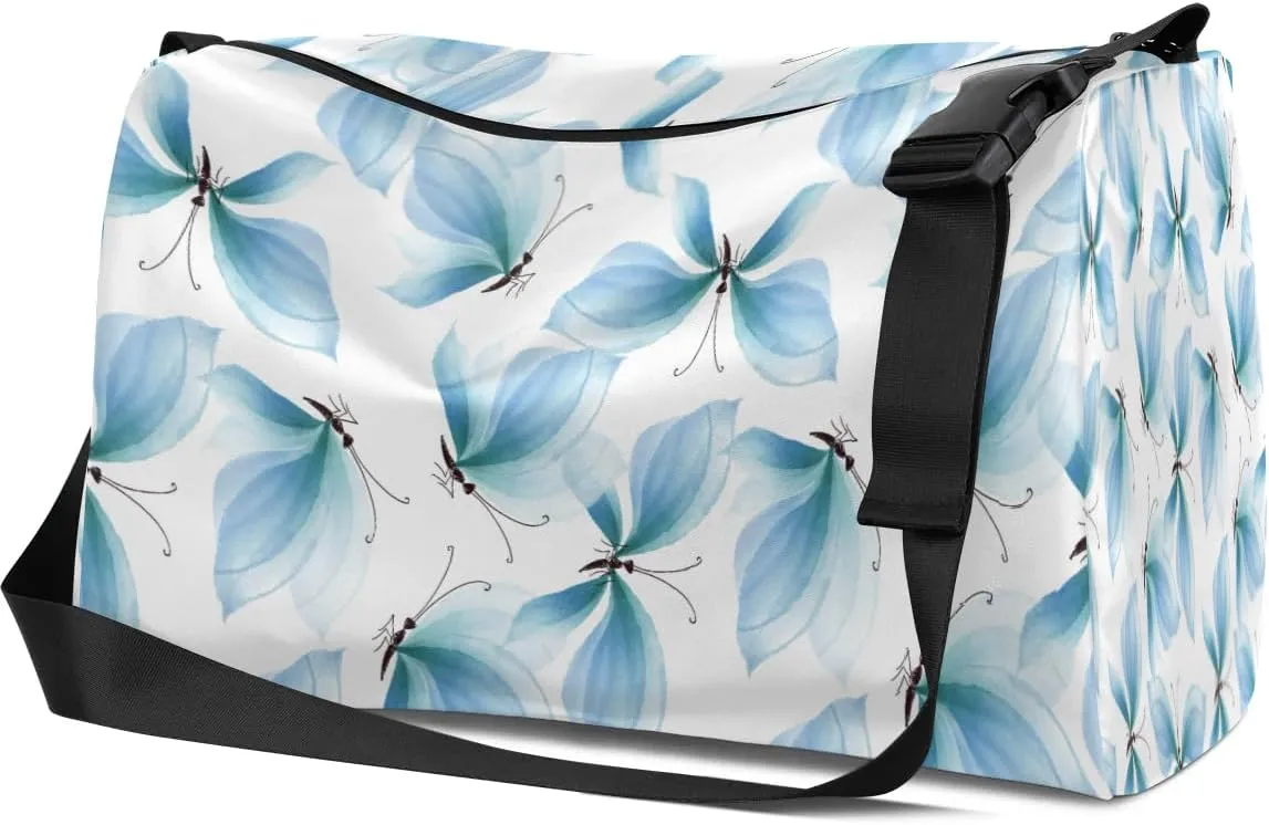 Fashion Pretty Butterfly Small Gym Bag for Men Women Workout Sport Duffle Bag Waterproof Weekender Overnight Bag Lightweight Carry on Tote Bag Crossbody Shoulder Travel Bag for Swim Yoge Dance