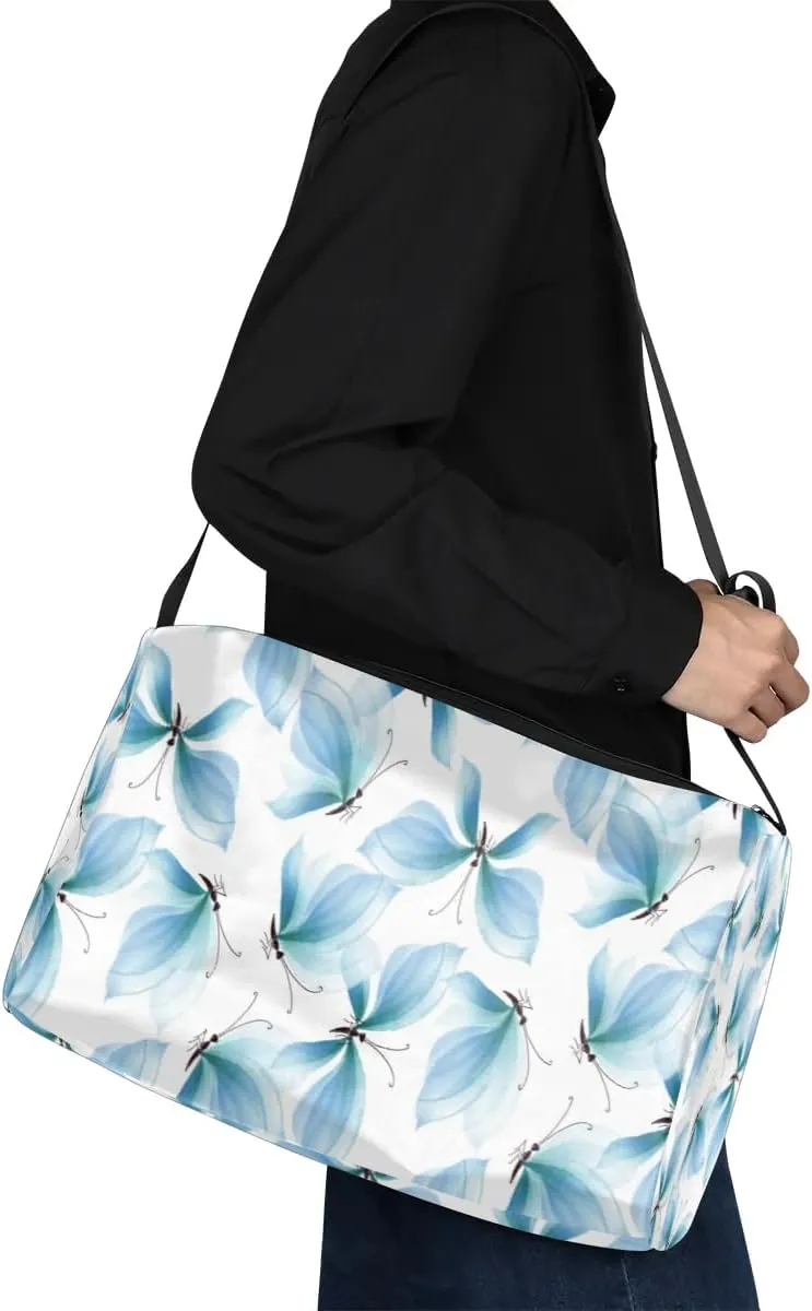 Fashion Pretty Butterfly Small Gym Bag for Men Women Workout Sport Duffle Bag Waterproof Weekender Overnight Bag Lightweight Carry on Tote Bag Crossbody Shoulder Travel Bag for Swim Yoge Dance