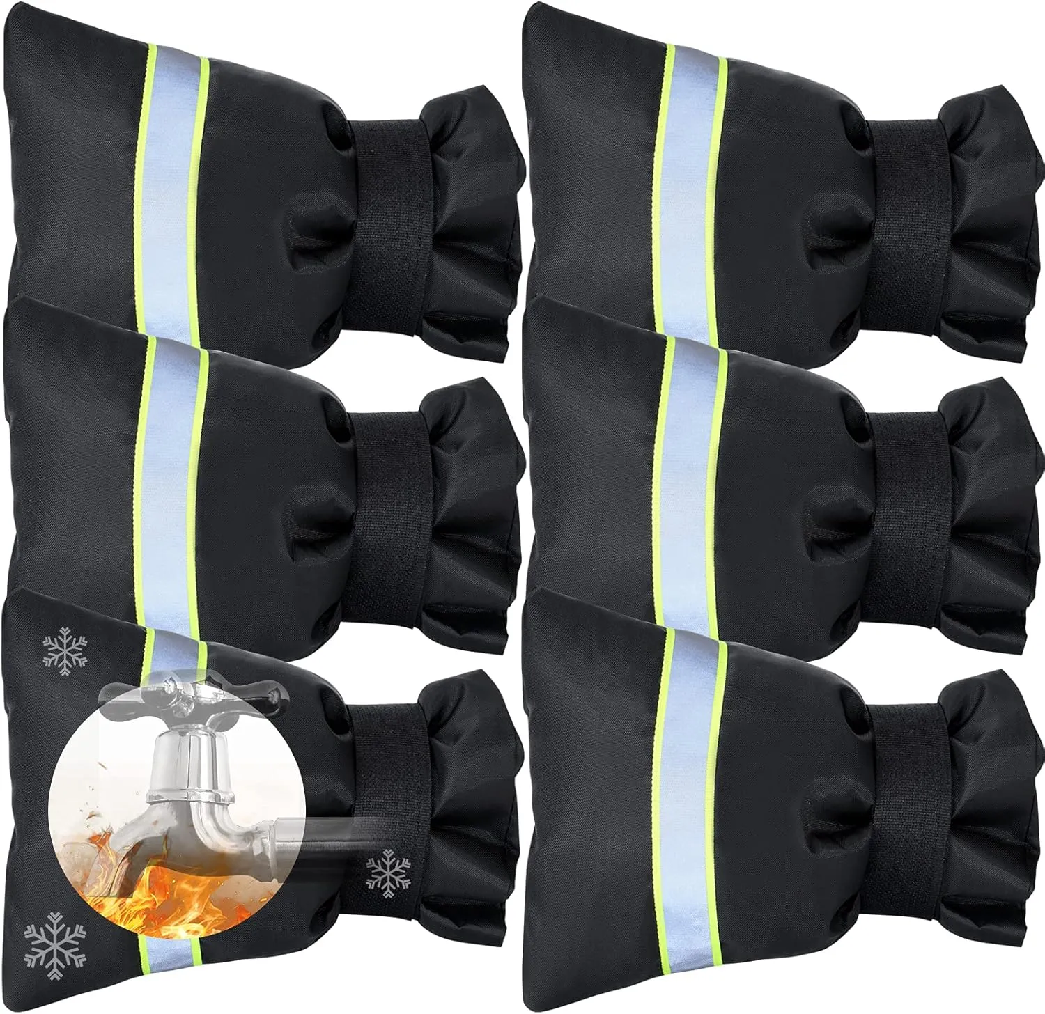 Faucet Cover for Winter Freeze Protection,Spigot Cover with Reflective Strips,Outside Faucet Cover for Cold Weather,Velcro Thickened Anti-Freeze Outdoor Faucet Socks,Reusable Hose Bib Covers