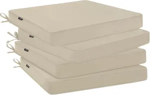 Favoyard Outdoor Chair Cushions 19"W x 19"D x 2"T Set of 4 Patio Chairs Cushions 3-Year Fade Resistant & Waterproof Cushions for Outdoor Furniture with Hidden Zipper, Attach Straps for Dining Chairs