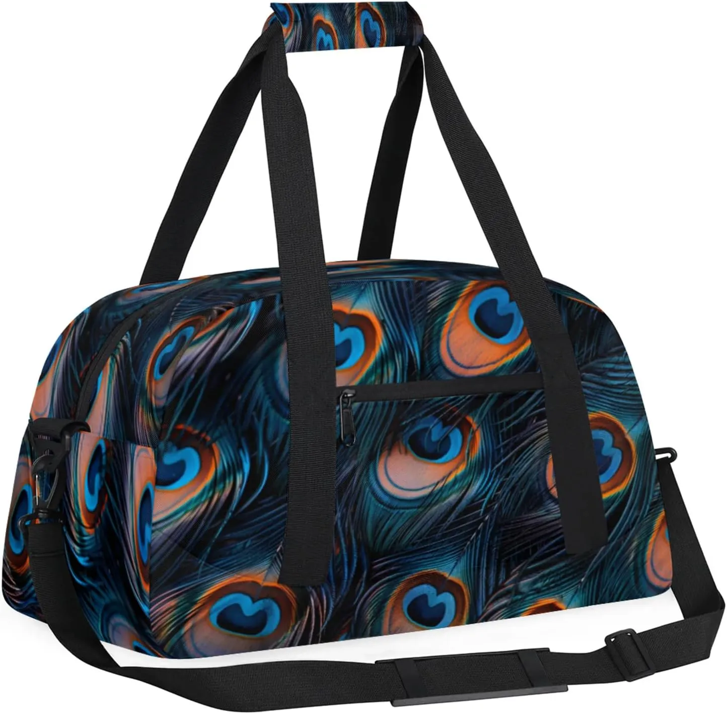 Feather Peacock Gym Bag for Women Men, Sports Travel Duffel Bag Lightweight Workout Bag Carry On Overnight Weekender Bag