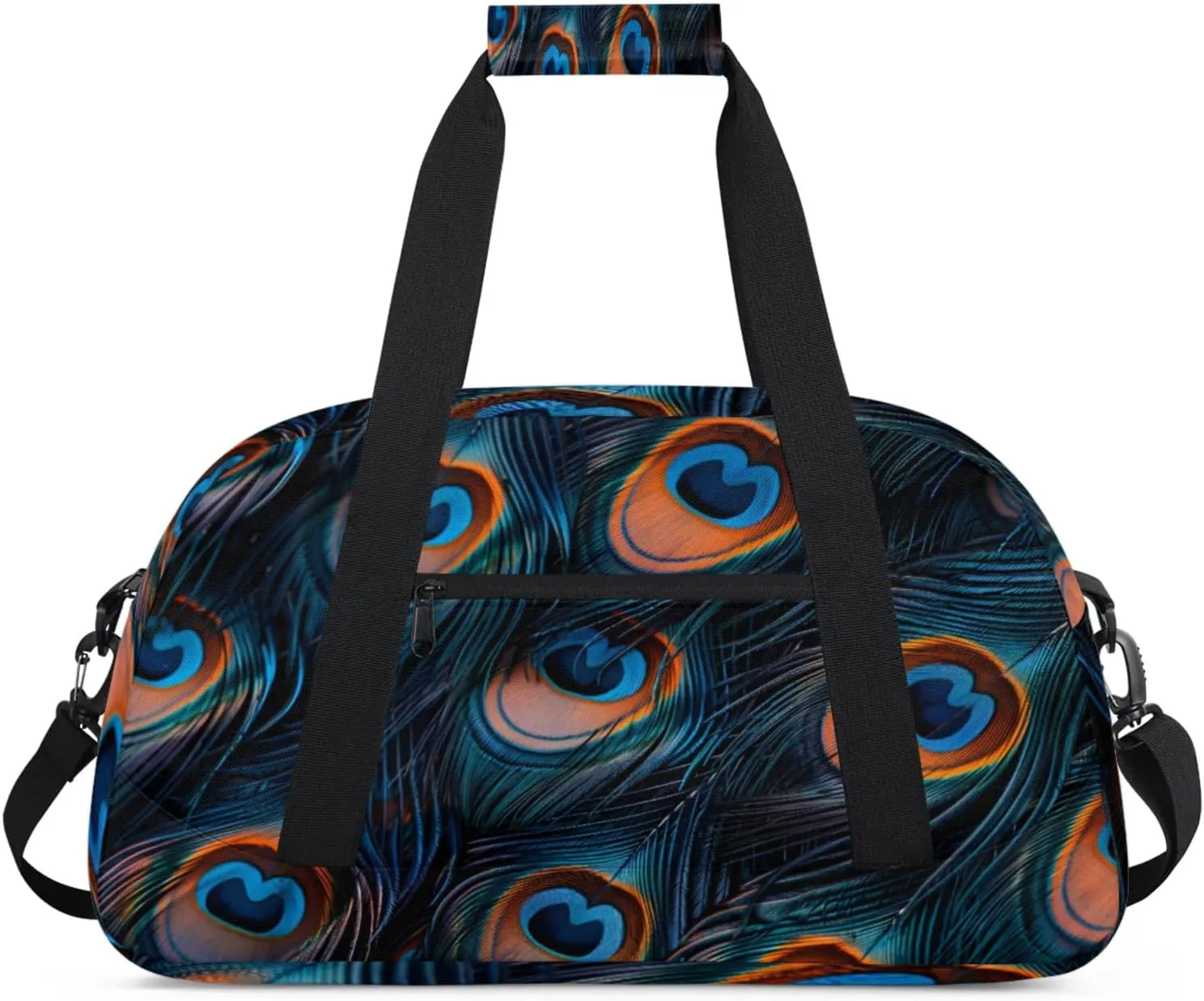 Feather Peacock Gym Bag for Women Men, Sports Travel Duffel Bag Lightweight Workout Bag Carry On Overnight Weekender Bag