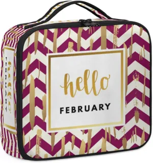 February Makeup Case, Makeup Organizer Bag for Make up Artist, 2 Layer 10 IN Travel Train Case Makeup Bag for Cosmetic Hairstylist Nail Tech