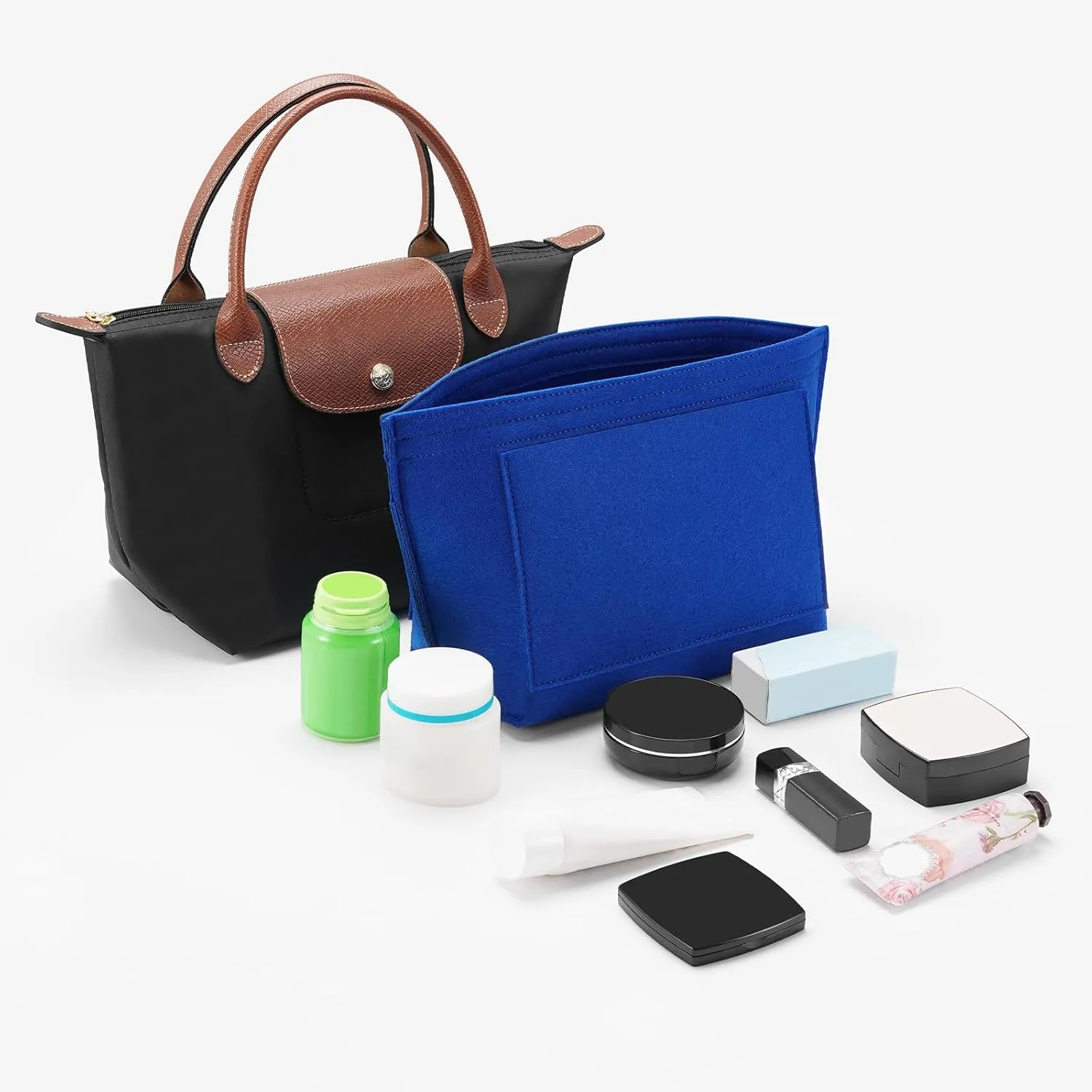 Felt Organizer Compatible with longchamp le pliage S Handbag Insert (Small,Blue)