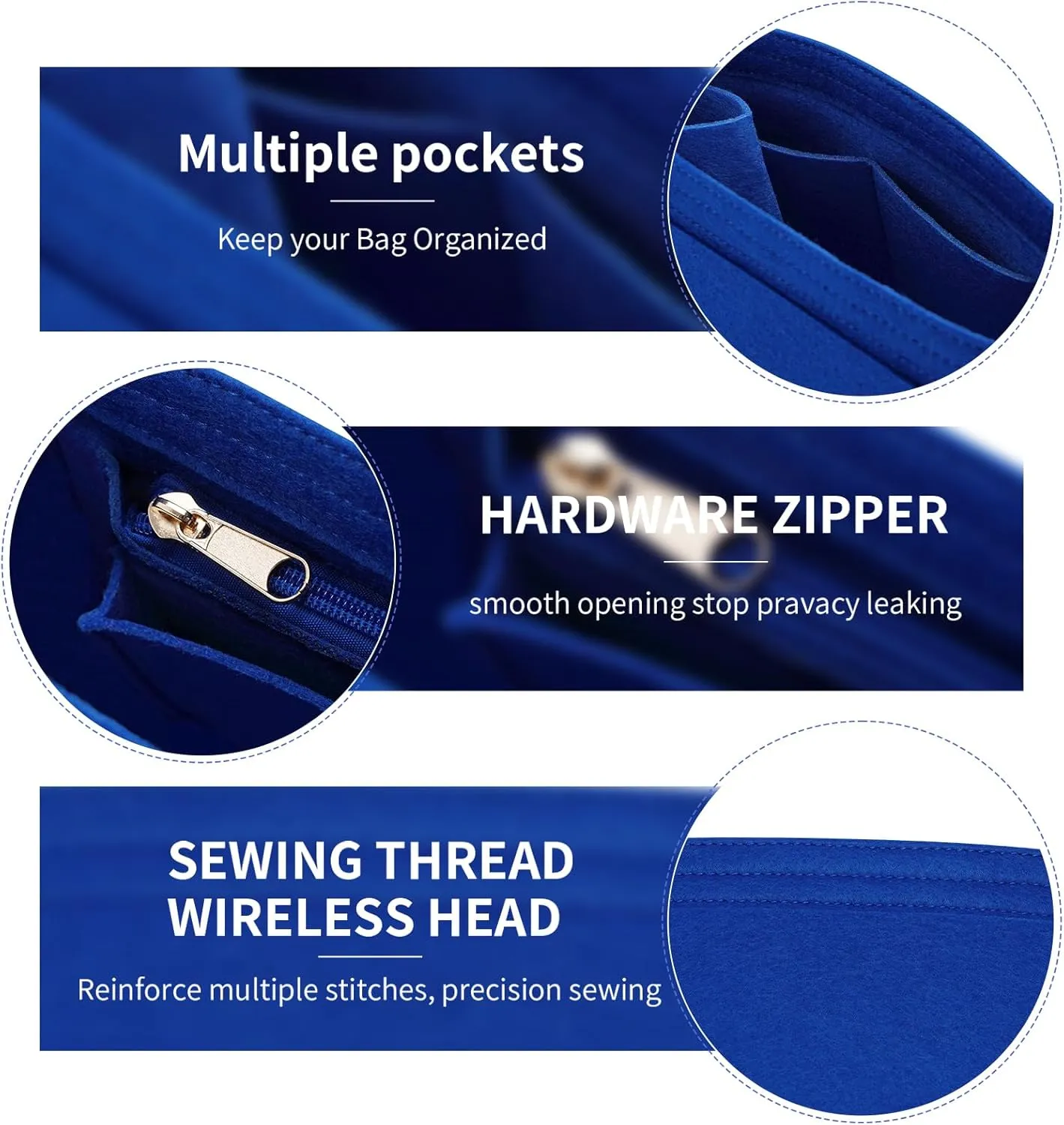 Felt Organizer Compatible with longchamp le pliage S Handbag Insert (Small,Blue)