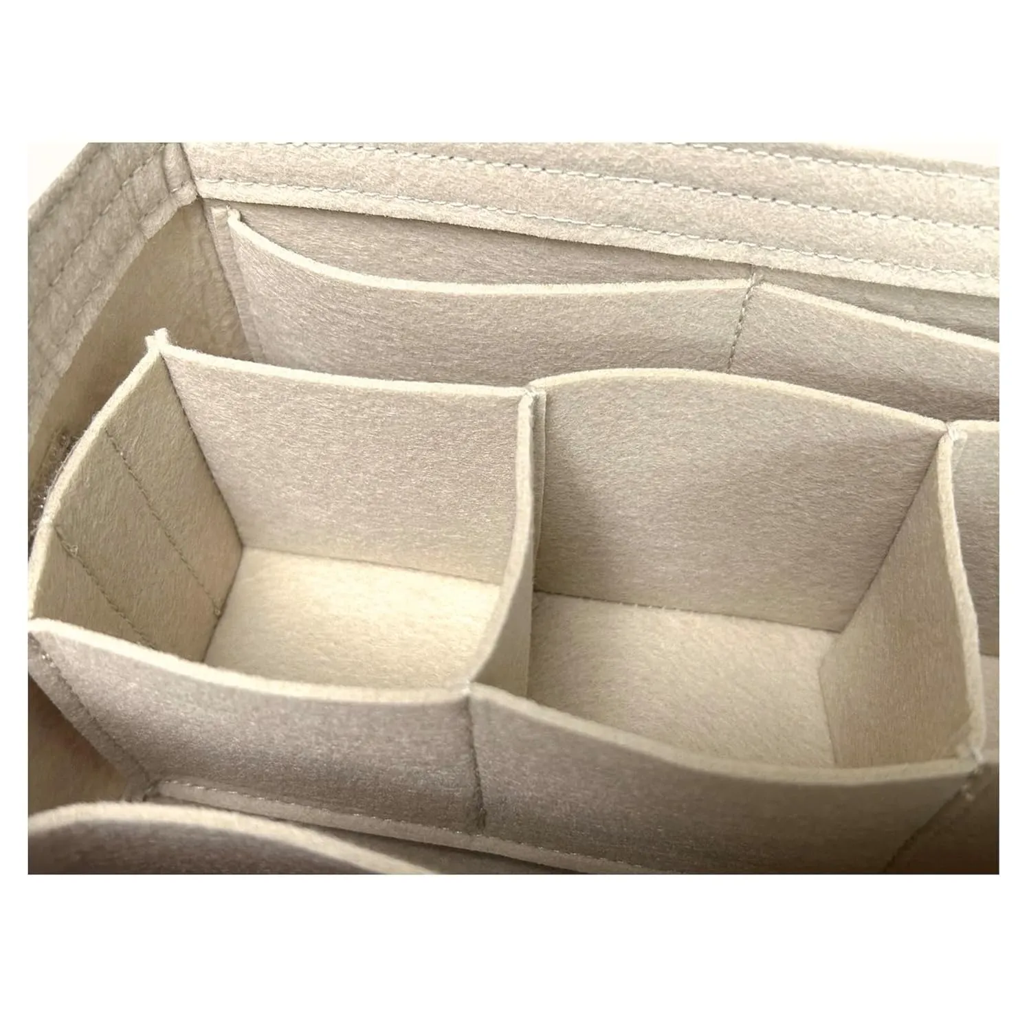 Felt Organizer Insert for Nice Vanity PM BB Mini Nano - Makeup & Toiletry Bag Protector | Reinforced Base, Snug Fit, Detachable Center Compartment, Customizable Pockets (Khaki, Nice Nano)