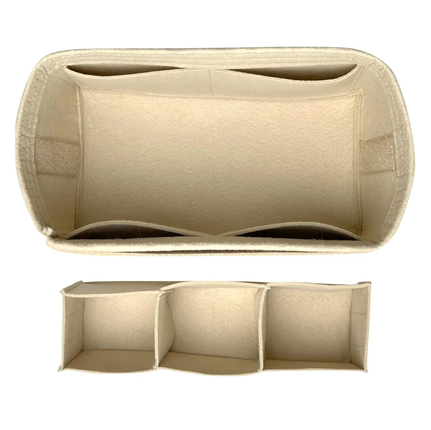 Felt Organizer Insert for Nice Vanity PM BB Mini Nano - Makeup & Toiletry Bag Protector | Reinforced Base, Snug Fit, Detachable Center Compartment, Customizable Pockets (Khaki, Nice Nano)