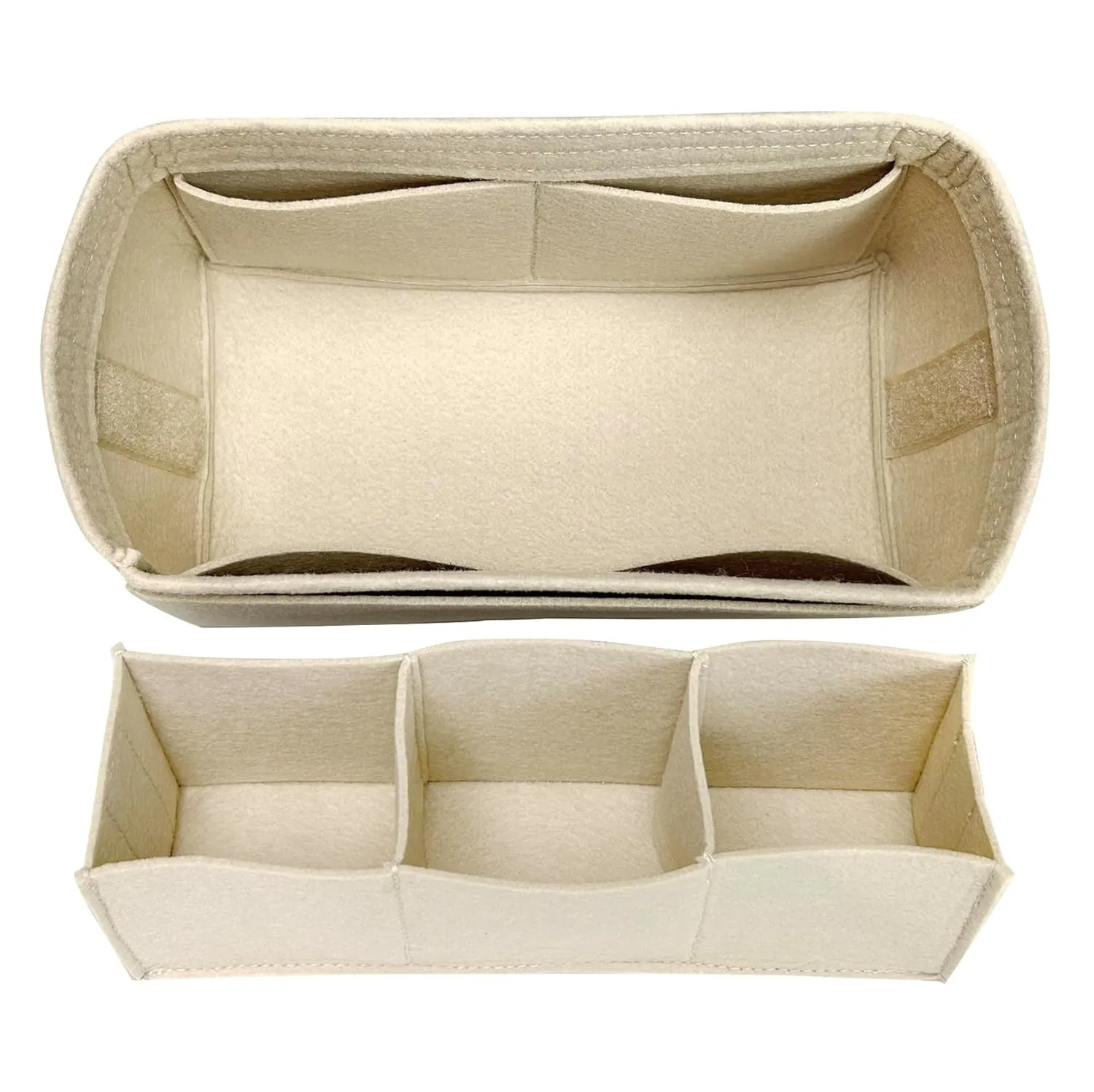 Felt Organizer Insert for Nice Vanity PM BB Mini Nano - Makeup & Toiletry Bag Protector | Reinforced Base, Snug Fit, Detachable Center Compartment, Customizable Pockets (Khaki, Nice Nano)