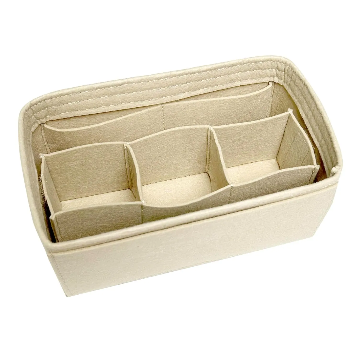 Felt Organizer Insert for Nice Vanity PM BB Mini Nano - Makeup & Toiletry Bag Protector | Reinforced Base, Snug Fit, Detachable Center Compartment, Customizable Pockets (Khaki, Nice Nano)