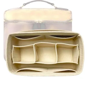 Felt Organizer Insert for Nice Vanity PM BB Mini Nano - Makeup & Toiletry Bag Protector | Reinforced Base, Snug Fit, Detachable Center Compartment, Customizable Pockets (Khaki, Nice Nano)