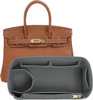 Felt Purse Organizer insert for birkin 35 bag organizer Handbag Insert (LightGrey, BK35)