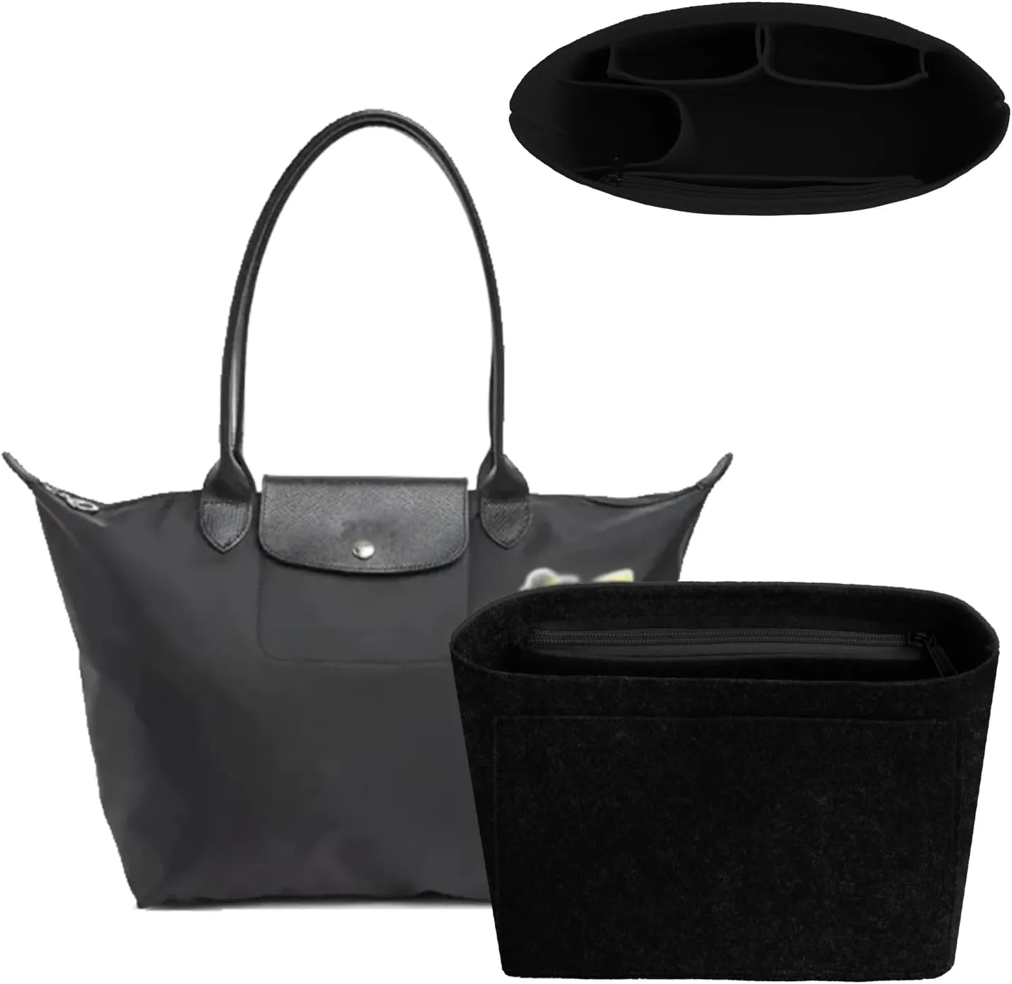 Felt Purse Organizer Insert for Longchamp Le Pliage, Handbag Insert with Multi-Pockets Fits Speedy, Neverfull and More