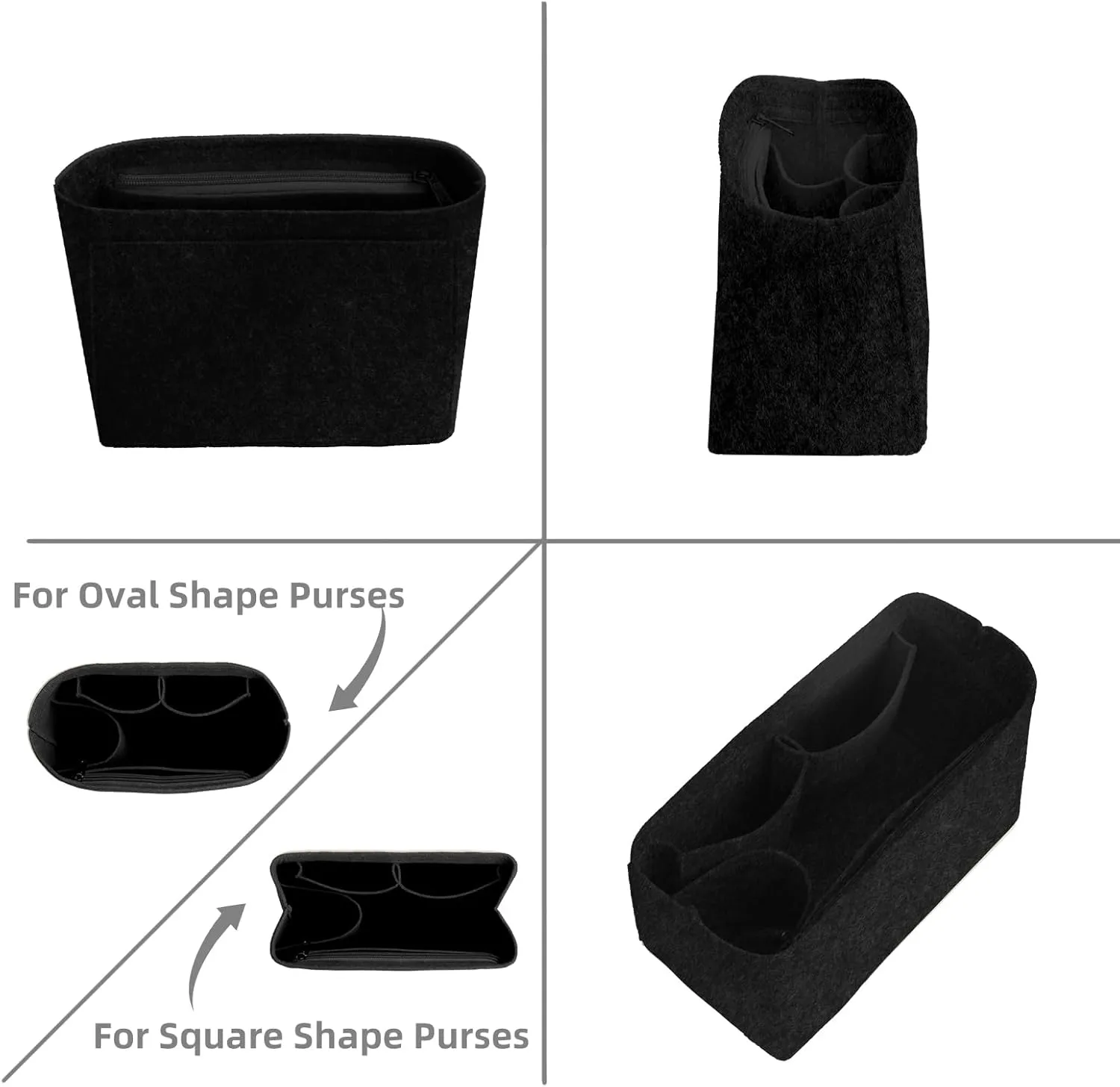 Felt Purse Organizer Insert for Longchamp Le Pliage, Handbag Insert with Multi-Pockets Fits Speedy, Neverfull and More