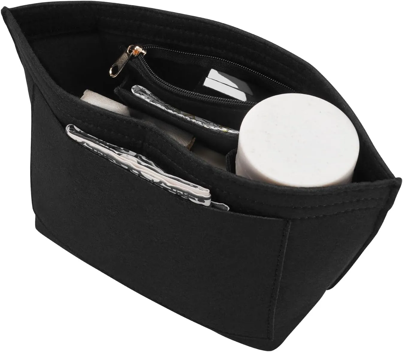 Felt Purse Organizer Insert for Longchamp Le Pliage L Handbag Insert (Large, Black)
