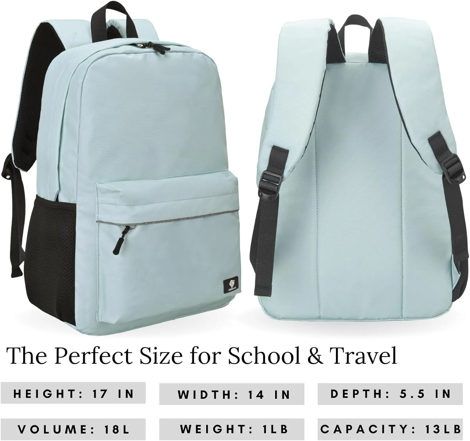 Fenrici Sage Green Backpack – Stylish, Aesthetic Bookbag for Teens, Girls & Boys | Perfect for School & Travel with Padded Laptop Compartment
