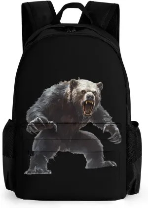 Ferocious Bear Beast Travel Backpack 16.1" * 12.6" * 6.7" Laptop Bag Business Daypack Travel Gear for Work Office