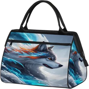 Fierce Animal Wolf Travel Duffle Bag, Waterproof Duffel Bag Weekender Overnight Carry On Bag Lightweight Sport Gym Bag for Men Women